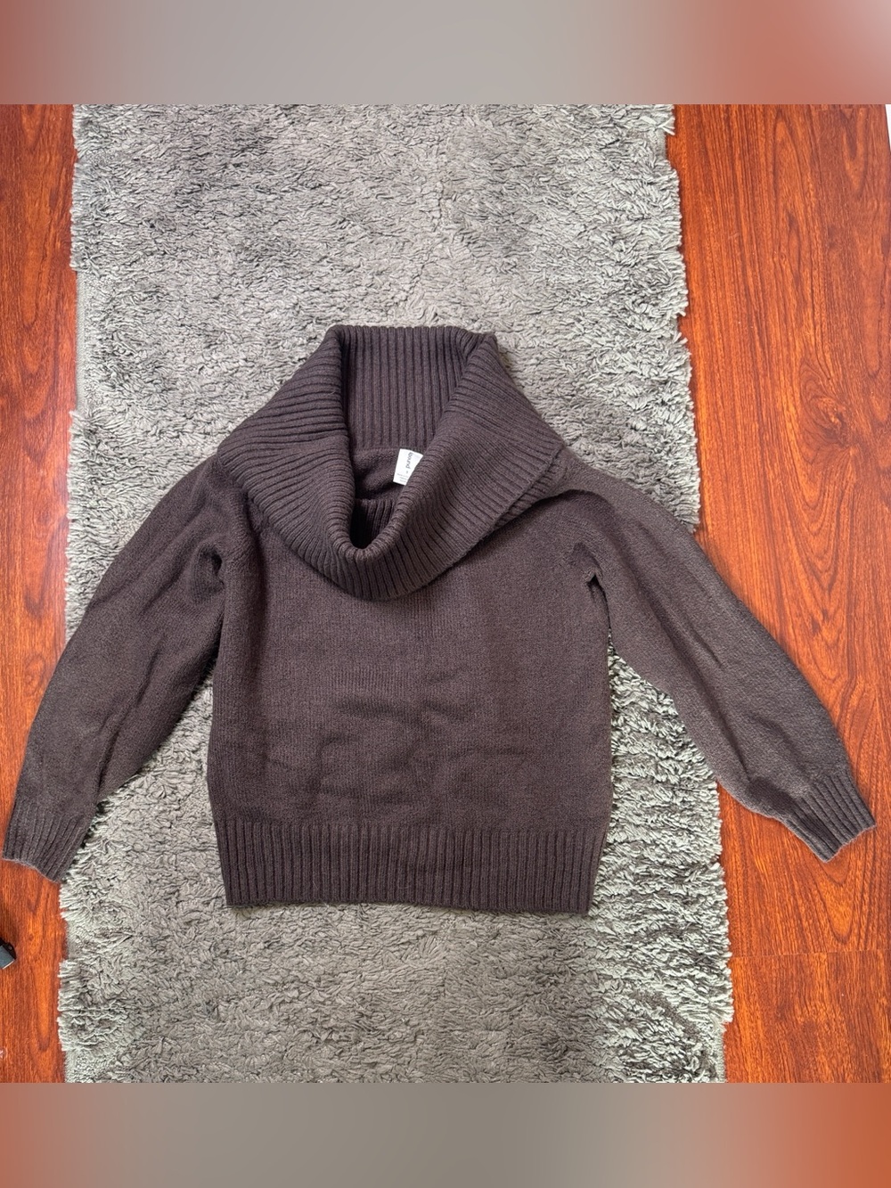 Abound Chocolate Brown Cowl Neck Cotton Blend Long Sleeve Sweater - Size Small